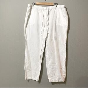 Liz Claiborne White Linen Blend Wide Leg Casual Pull On Pants Womens XXL Beachy